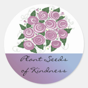Purple Rose Bouquet Classic Round Sticker