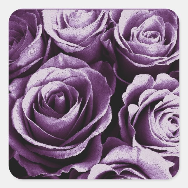 Purple Rose Bouquet Wedding Rose Square Sticker (Front)