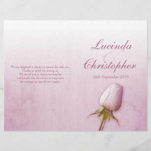 Purple rose bud lilac wedding programme