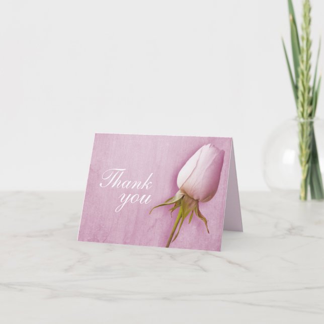 Purple rose bud wedding thank you card landscape (Front)