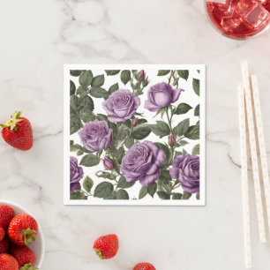 Purple Rose Budding Roses, Napkin