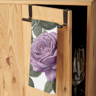Purple Rose Budding Roses,  Tea Towel
