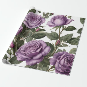 Purple Rose Budding Roses, Wrapping Paper