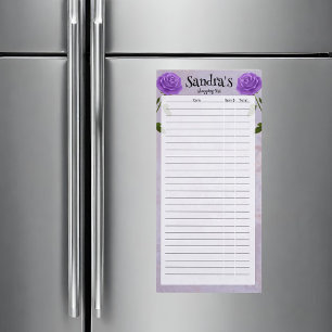 Purple Rose Budget Shopping List Magnetic Notepad