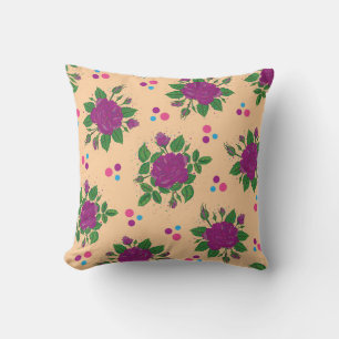purple rose bunches with polka dots cushion