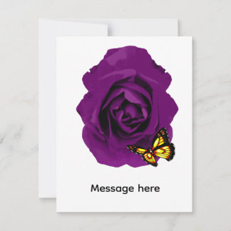 Purple Rose & Butterfly Card