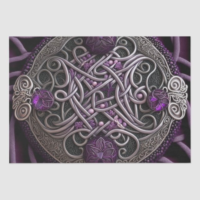 Purple Rose Celtic Knot Wrapping Paper (Front)