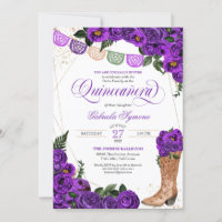 Purple Rose Charra Cowgirl Boots Quinceañera