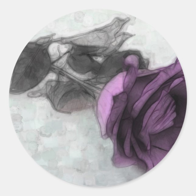 Purple Rose Classic Round Sticker (Front)