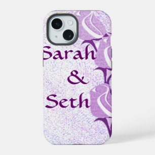 Purple Rose Couple Personalised iPhone 15 Case