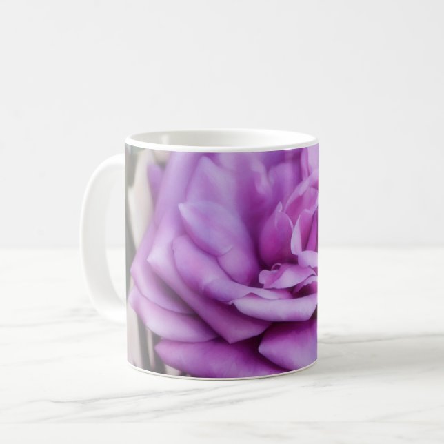 Purple Rose Dreamy Flower Art Mug Cup (Front Left)