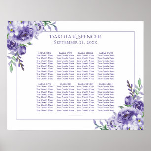 Purple Rose   Elegant Boho Floral 10 Seat Chart