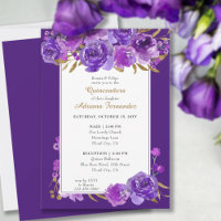 Purple Rose Elegant Gold Leaf Quinceanera and Mass