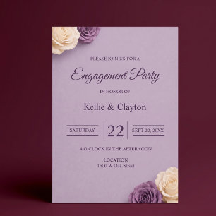Purple Rose Engagement Party Invitation