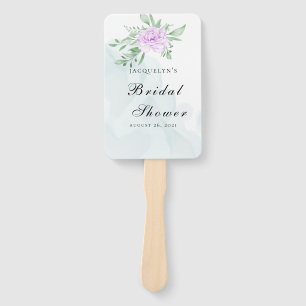 Purple Rose Eucalyptus Greenery Bridal Shower Hand Fan