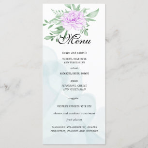 Purple Rose Eucalyptus Leaves Birthday Party Menu