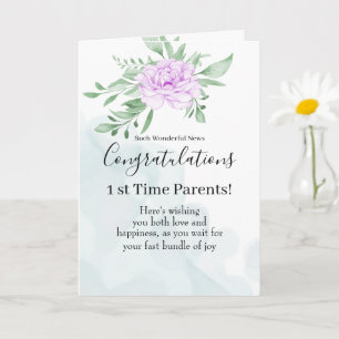 Purple Rose Eucalyptus Pregnancy Congratulations Card
