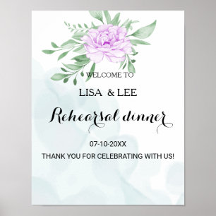 Purple Rose Eucalyptus Rehearsal Dinner Party  Poster
