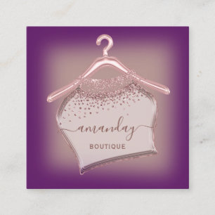 Purple Rose Fashion Boutique Cloth Hanger Glam Square Business Card