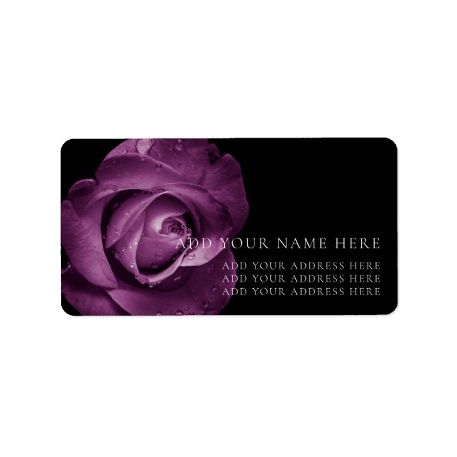 "PURPLE ROSE" FLORAL ADDRESS LABEL (Front)