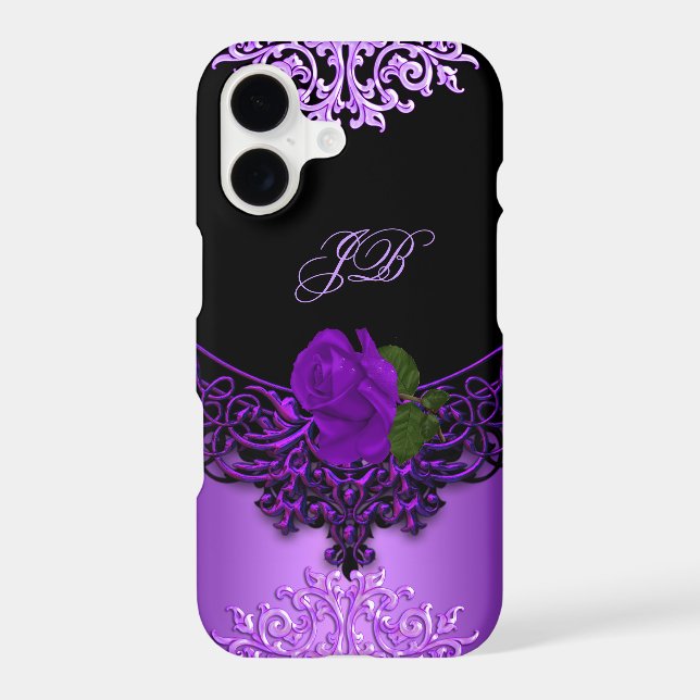 Purple Rose Floral Lace Black (Back)