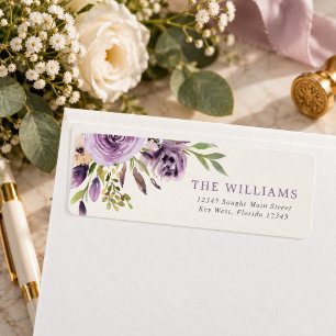 Purple Rose Floral Return Address Labels