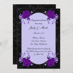Purple Rose Floral Spiderweb Engagement Party Invitation
