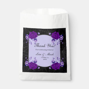 Purple Rose Floral Spiderweb Fall Wedding Favour Bags