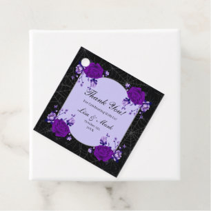 Purple Rose Floral Spiderweb Fall Wedding Favour Tags