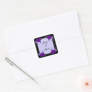 Purple Rose Floral Spiderweb Fall Wedding Seal