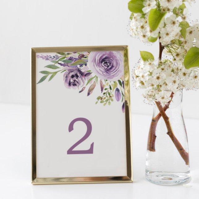 Purple Rose Floral Table 2 Wedding Table Number (Creator Uploaded)