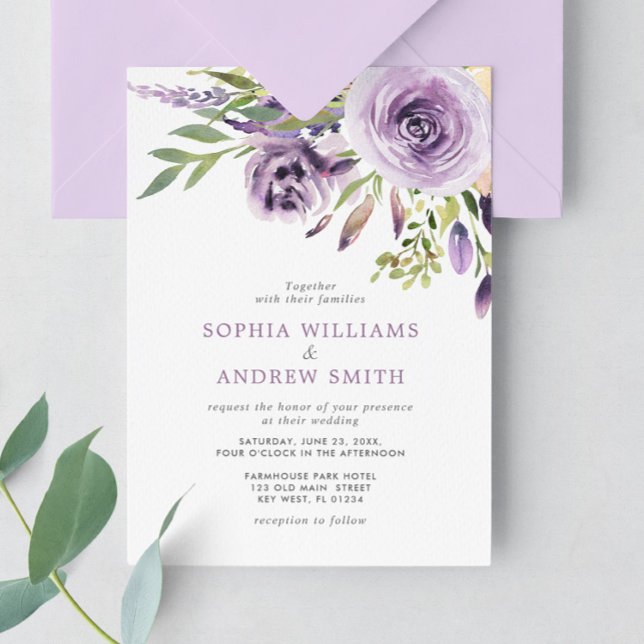Purple Rose Floral Wedding Invitation (Creator Uploaded)