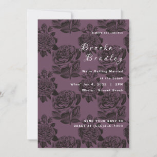 Purple Rose Floral Wedding Invitation