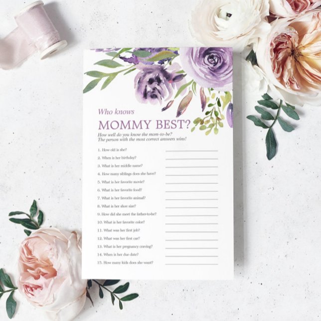 Purple Rose Floral Who Knows Mummy Best Game (Creator Uploaded)