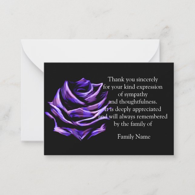 Purple Rose Flower After Funeral Cards (Front)
