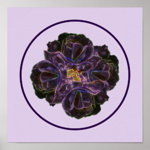 Purple Rose Flower Bouquet Abstract Art Poster