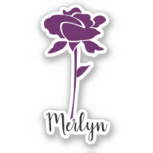 Purple Rose Flower Floral Custom Name Colourful