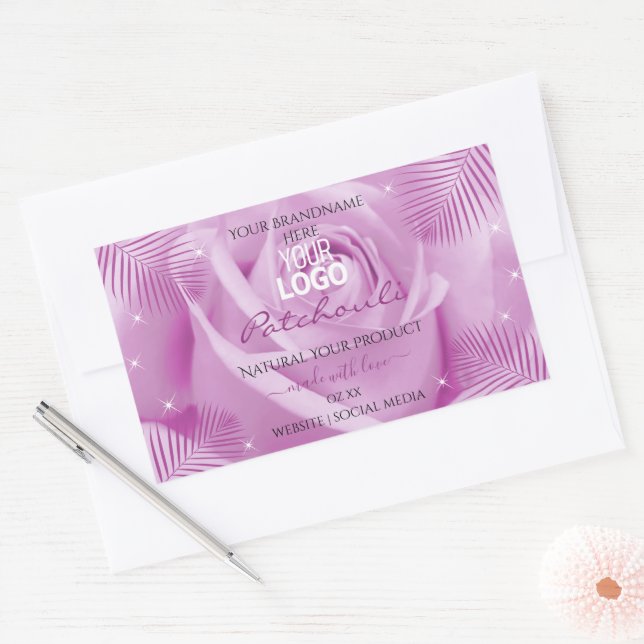 Purple Rose Flower Palm Leaves Product Labels Logo (Envelope)
