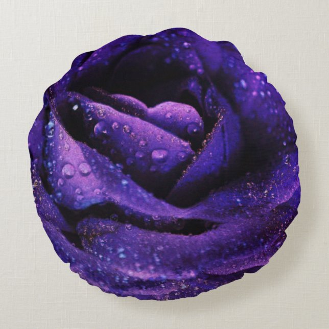 Purple rose flower round cushion (Back)
