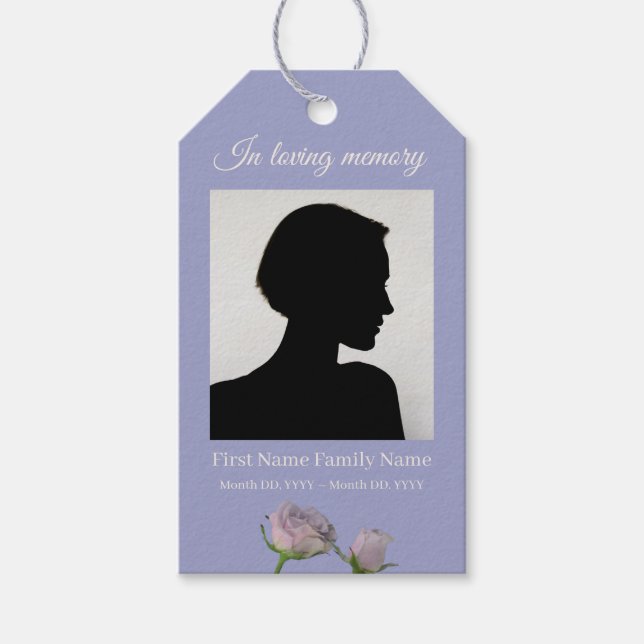 Purple rose funeral ribbon labels (Front)