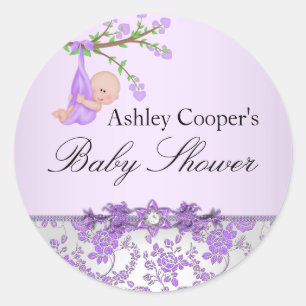 Purple Rose Garden Baby Shower Sticker