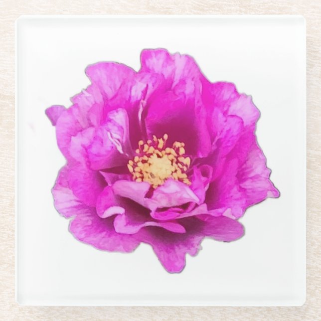 Purple Rose Glass Coaster (Front)