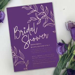 Purple rose gold branch of leaves bridal shower