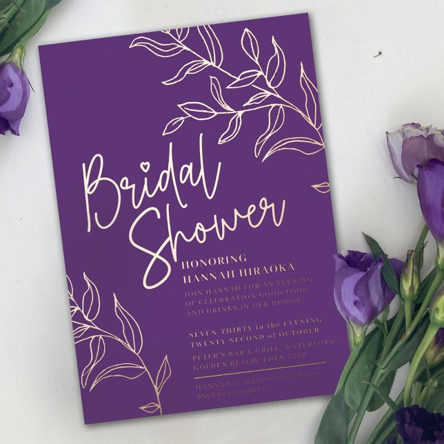 Purple rose gold branch of leaves bridal shower (Creator Uploaded)