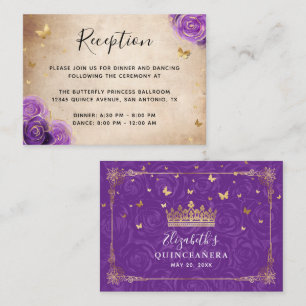 Purple Rose Gold Crown Elegant Details Enclosure Card