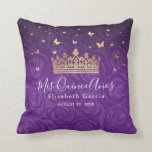 Purple Rose Gold Crown Quinceanera Mis Quince Anos Cushion<br><div class="desc">If you're shopping for glamourous quinceanera pillow ideas to go with your purple and gold party theme, you will love creating your own custom quinceanera pillows on this beautiful fairytale princess DIY template! It's easy to add a Mis Quince Anos photo / picture to the back, and add your personalised...</div>
