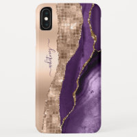 Purple Rose Gold Liquid Ink Marble Elegant