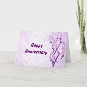 Purple Rose Happy Anniversary Card