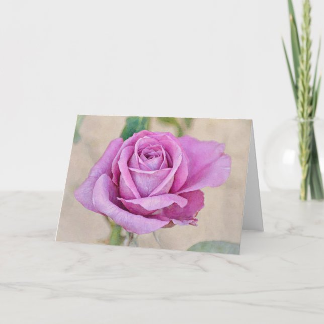 Purple Rose in Bloom Art Note Card (Front)