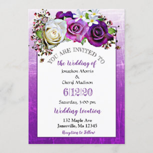 Purple Rose Lavender Floral Wedding Invitations